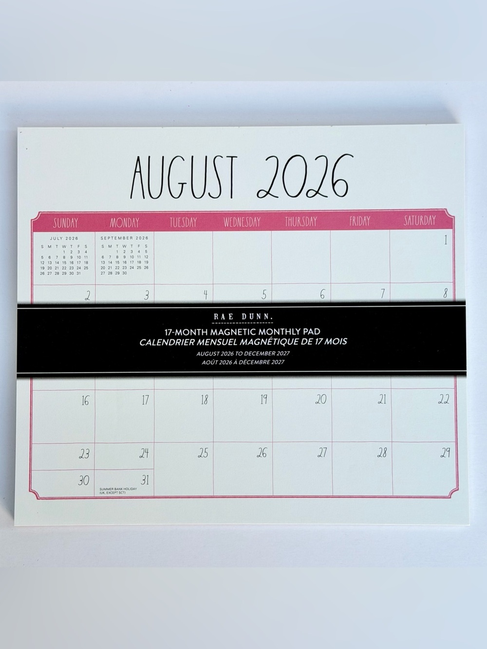 Rae Dunn 2026-2027 Magnetic Monthly Weekly 17-month Calendar Pad (Multi Colors)